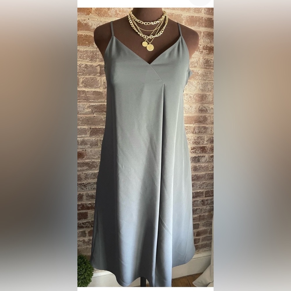 Uni Glo DRAPE CAMI DRESS in Dark Gray Women’s Size Large